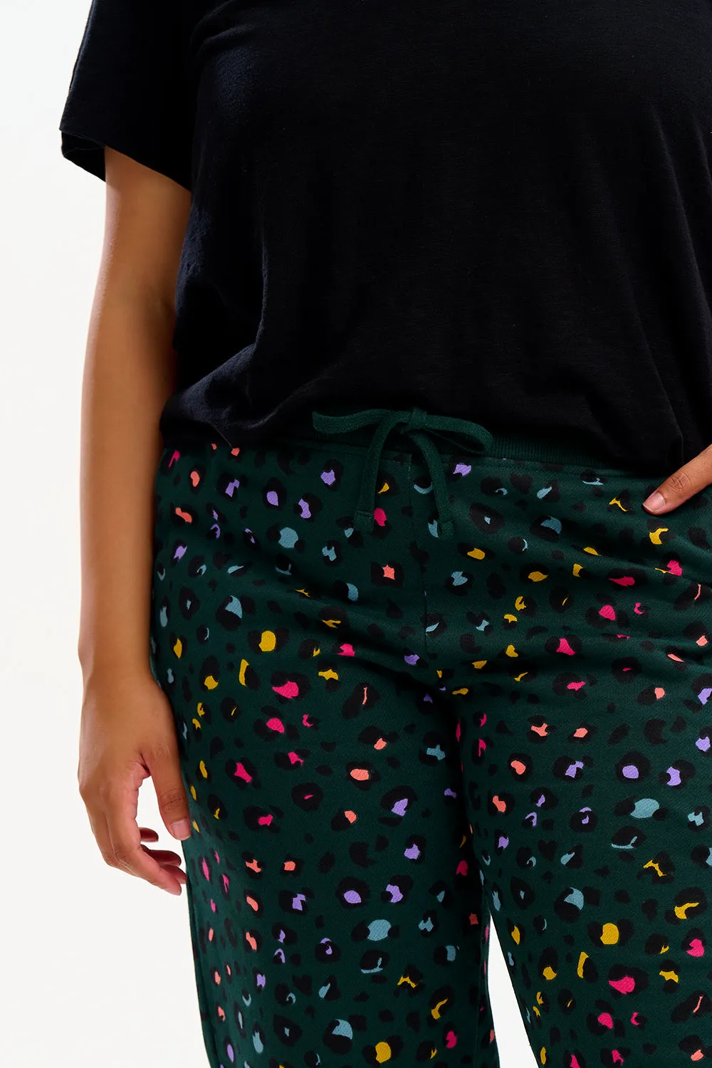 Ashley Joggers - Rainbow Leopard Green