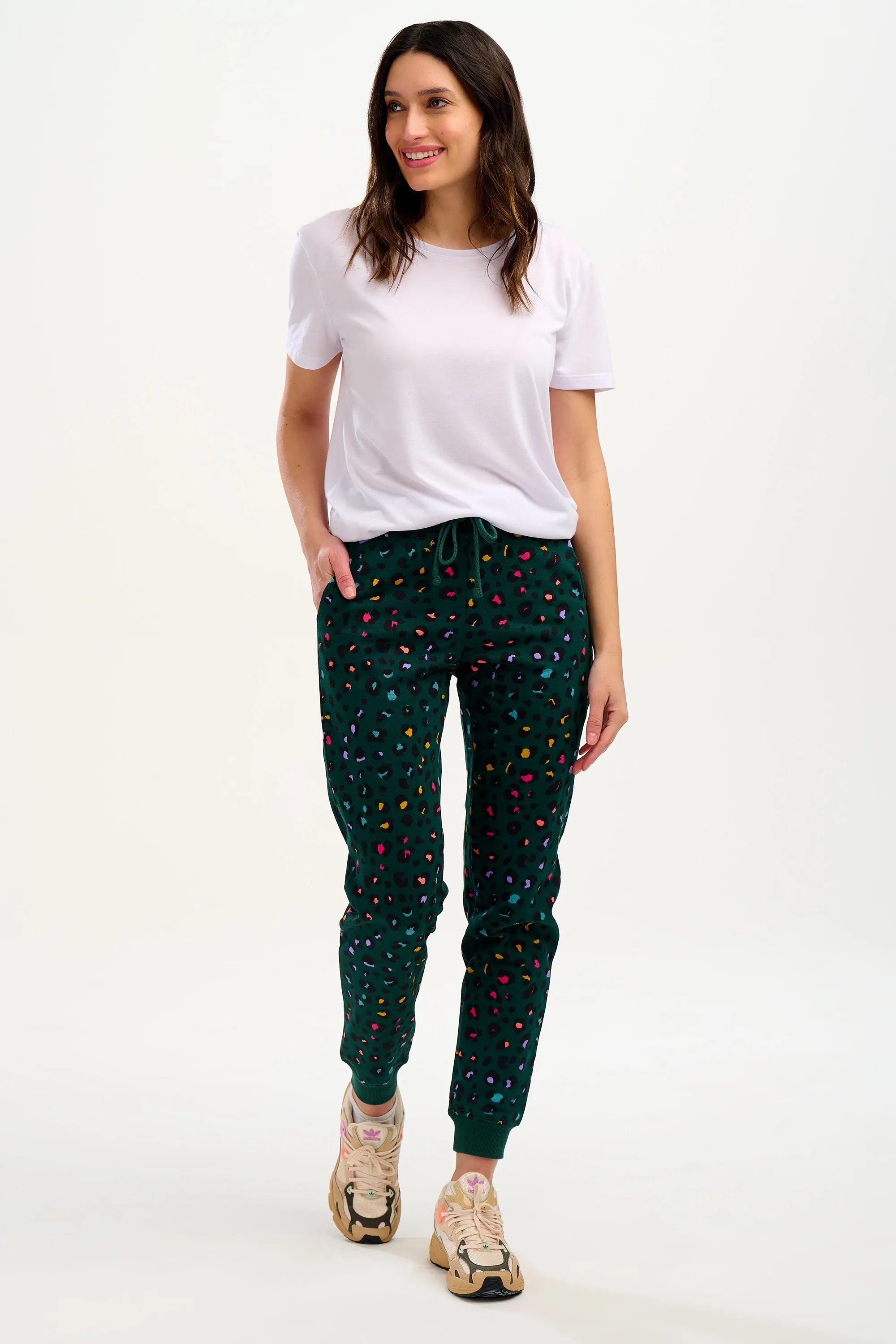 Ashley Joggers - Rainbow Leopard Green