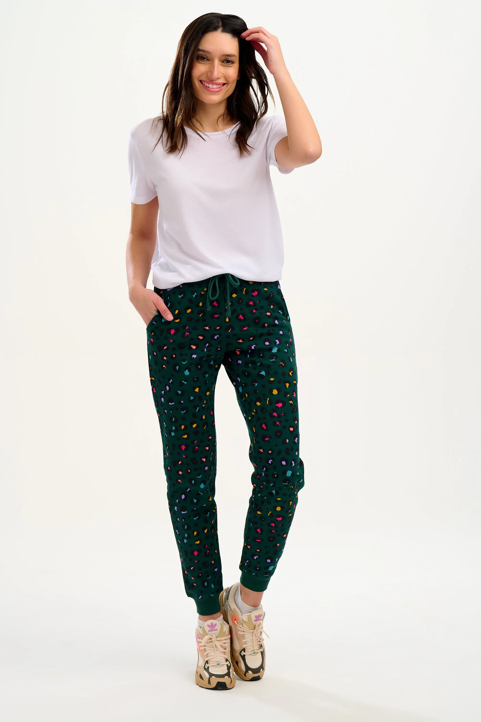 Ashley Joggers - Rainbow Leopard Green