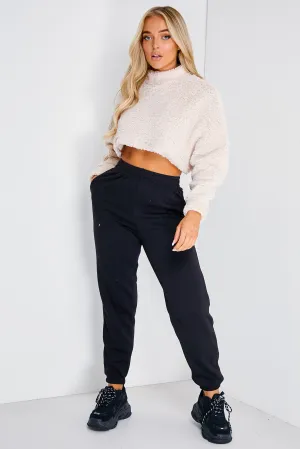 Cherry Beige Teddy Cropped Batwing Jumper