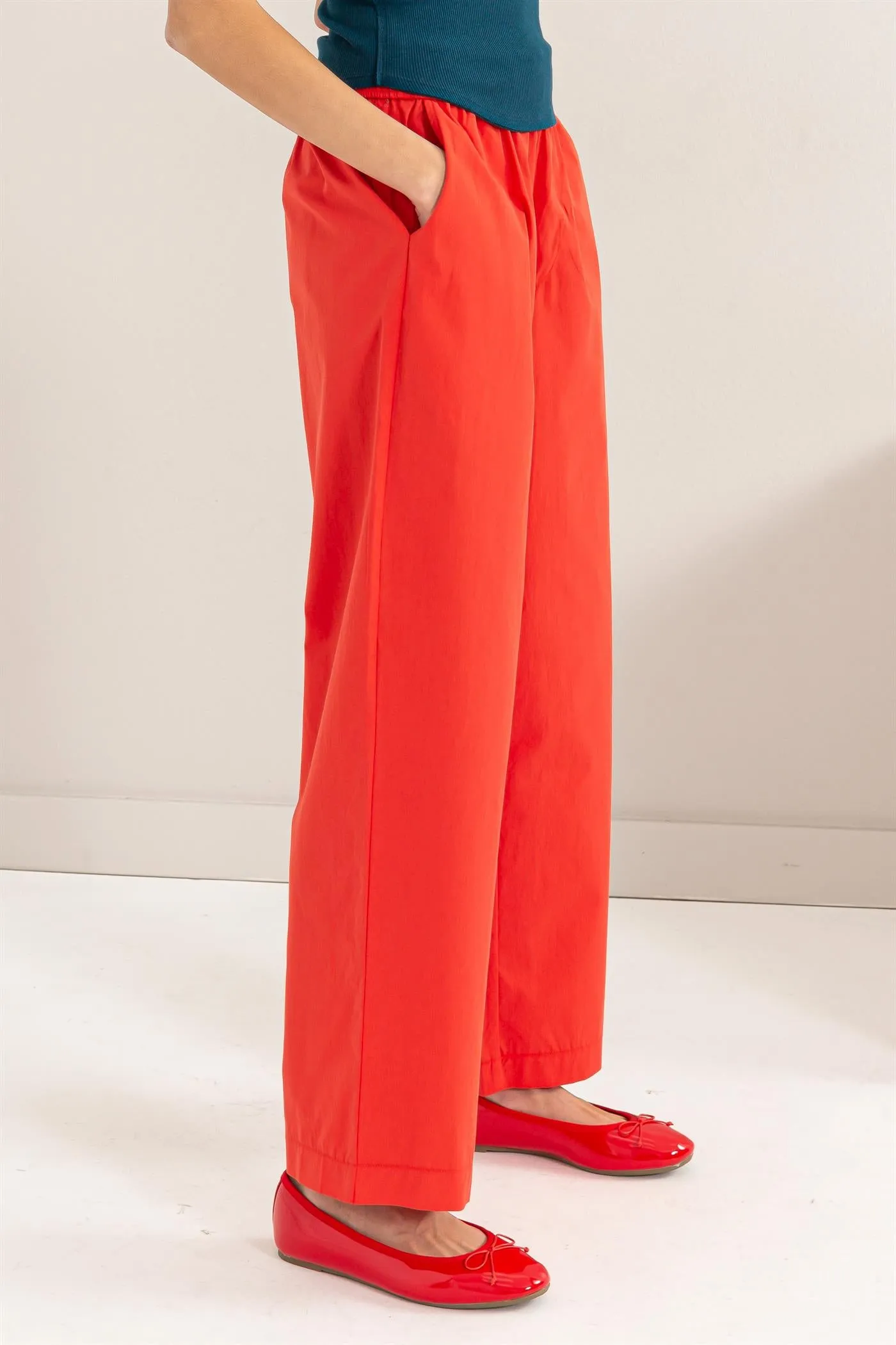 DZ24A299-Poplin High Waist Wide Leg Pants