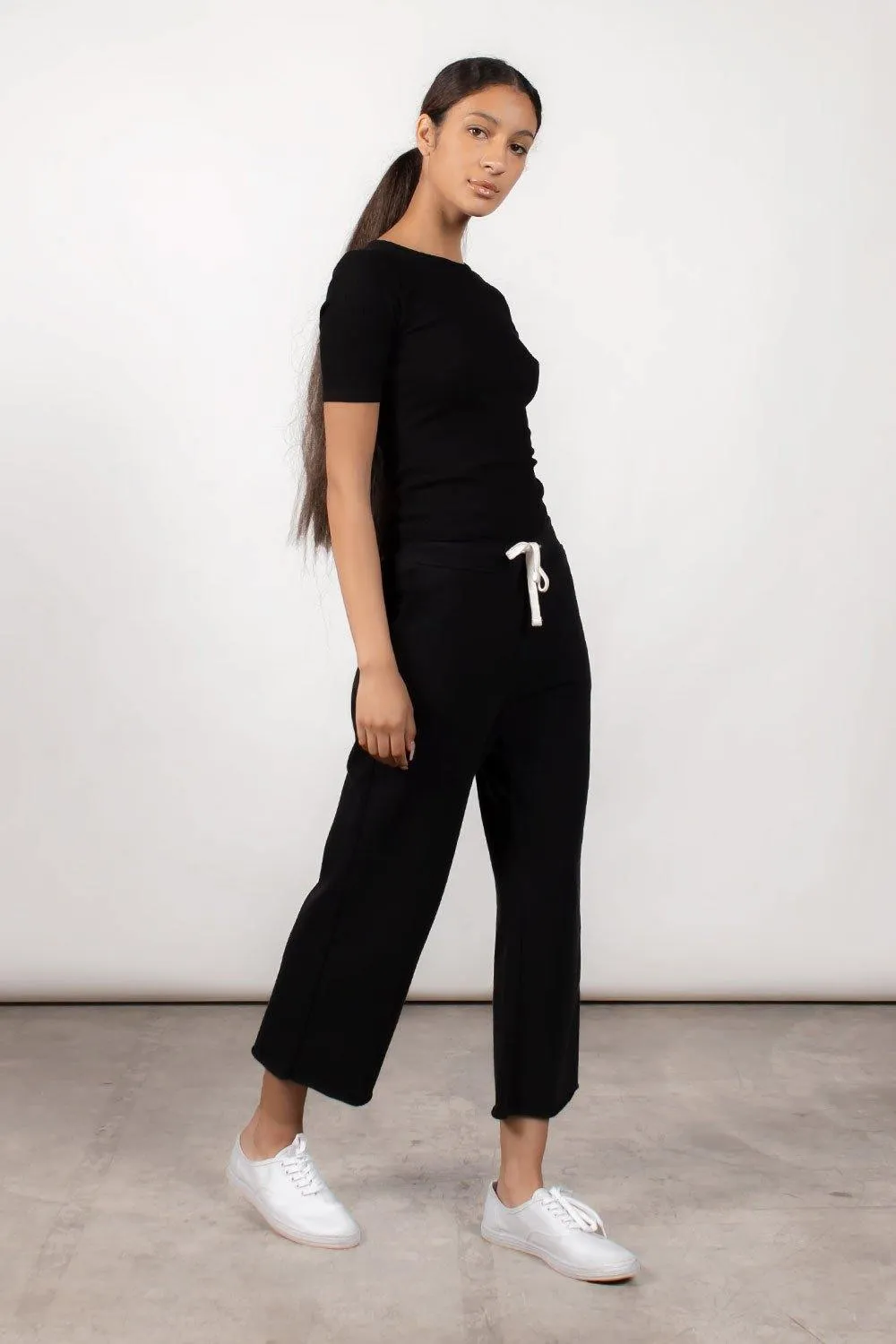 FRENCH TERRY CROP JOGGER - BLACK