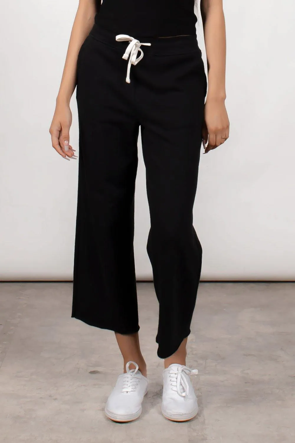 FRENCH TERRY CROP JOGGER - BLACK