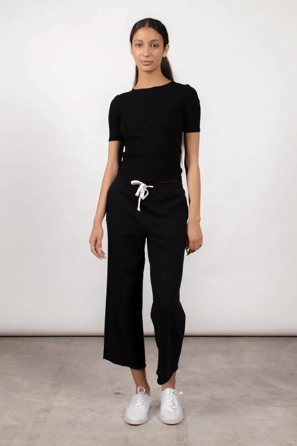 FRENCH TERRY CROP JOGGER - BLACK