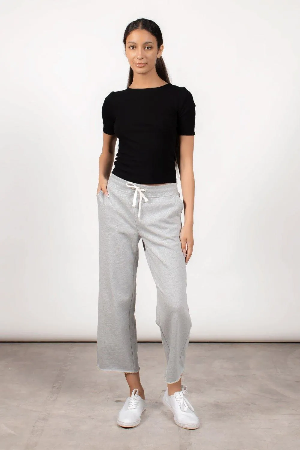 FRENCH TERRY CROP JOGGER - HEATHER GREY