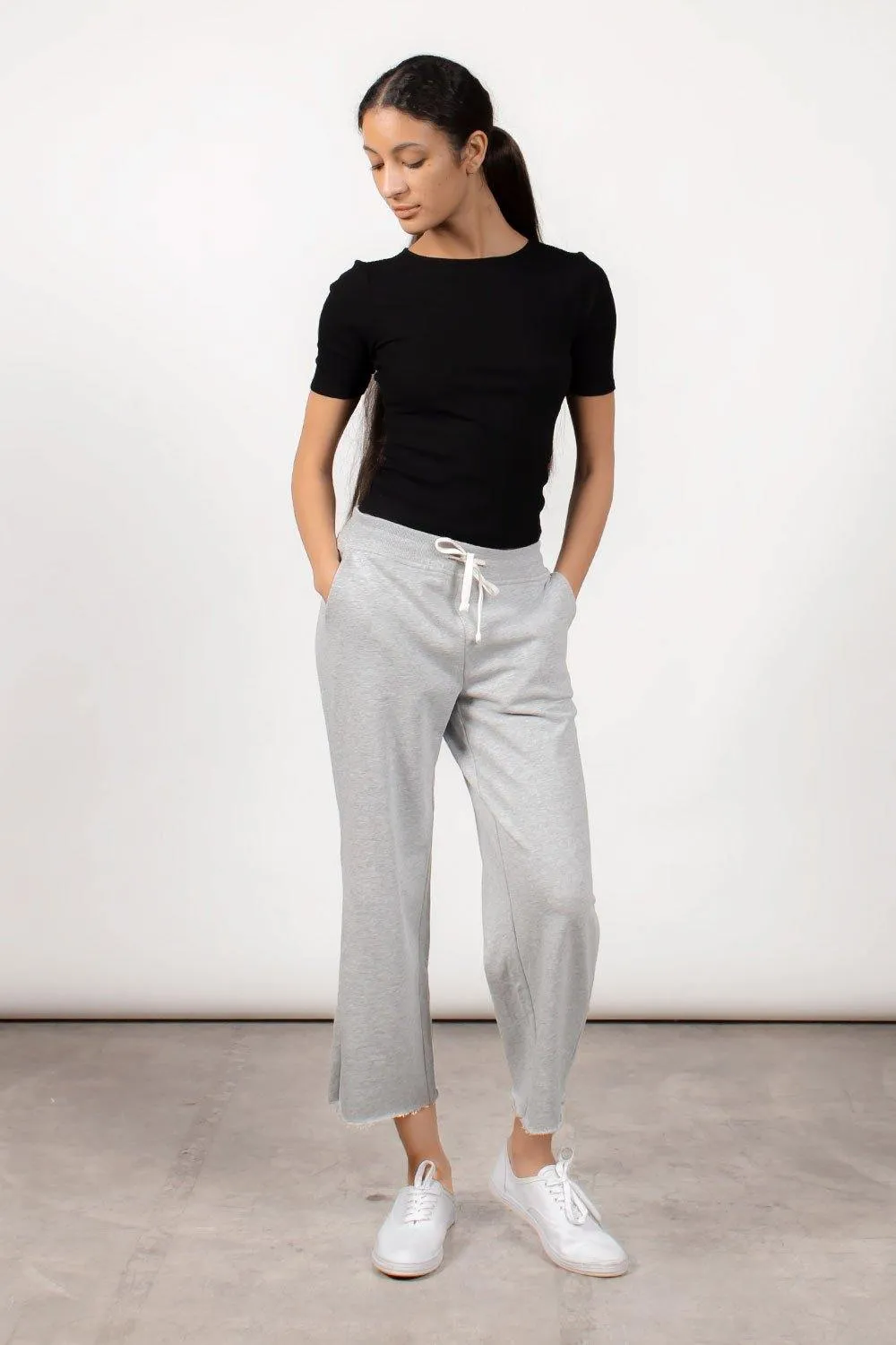 FRENCH TERRY CROP JOGGER - HEATHER GREY