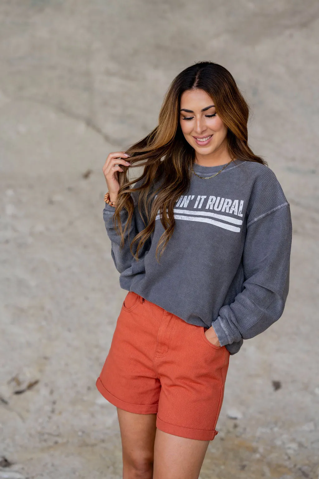 Keepin' It Rural Ribbed Graphic Crewneck