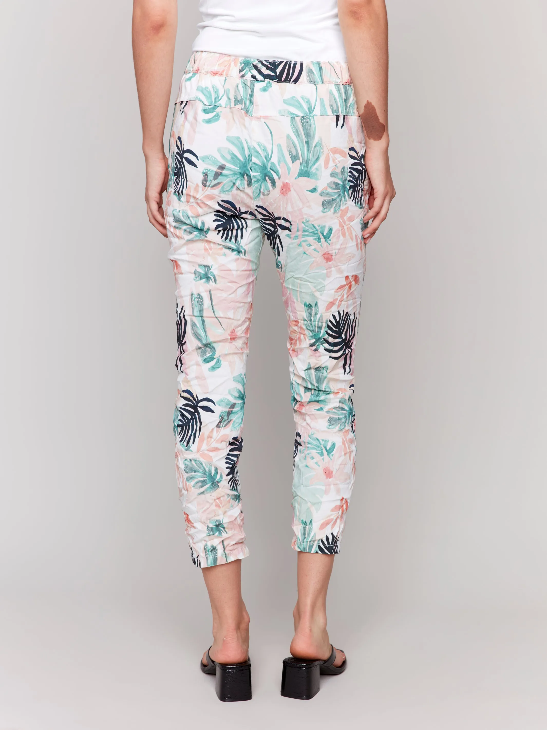 LUSH TROPICAL PRINT CRINKLE JOGGER