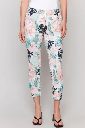 LUSH TROPICAL PRINT CRINKLE JOGGER
