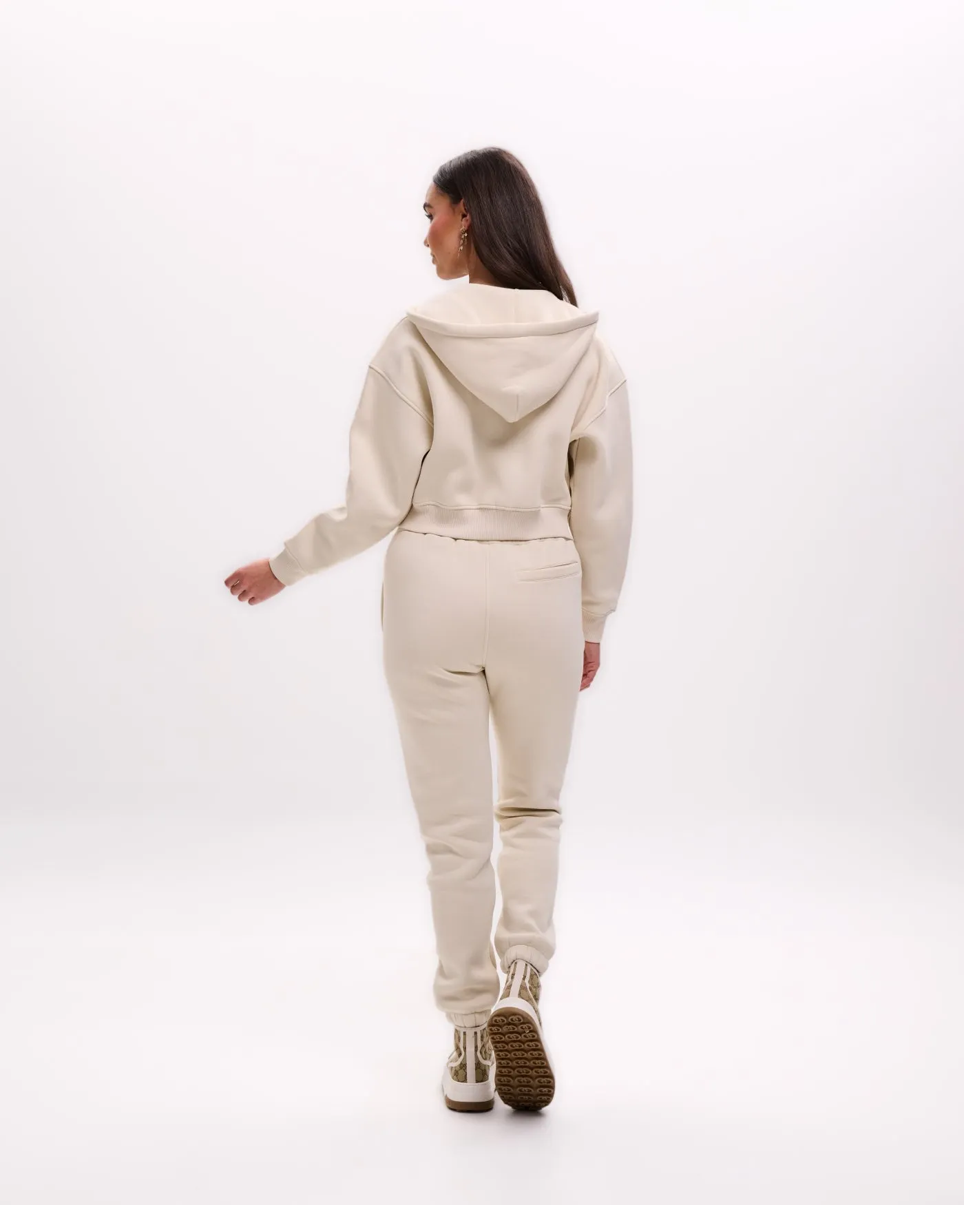 Malelions Women Cropped Zip Hoodie | Humus