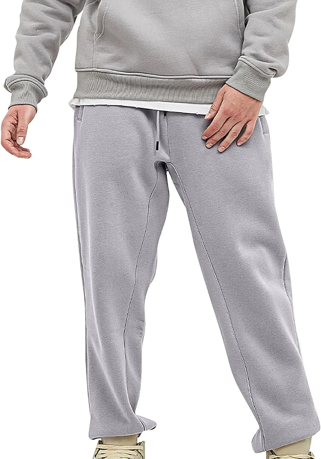 MIDOO Work Pants for Men Slim Fit Elastic Bottom Sweat Pants with Pockets Relaxed Fit Breathable Athletic Workout Joggers