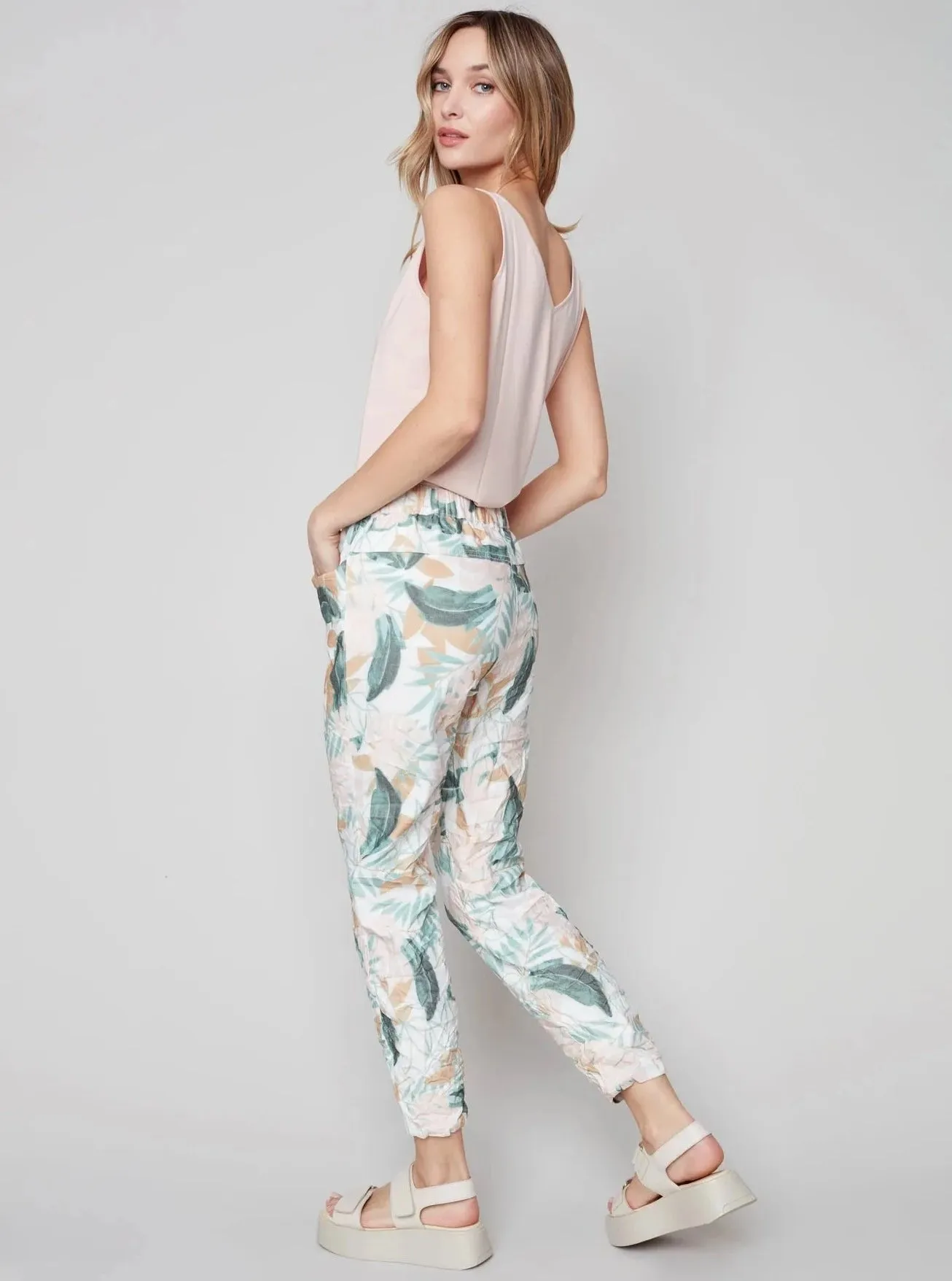 Printed Pull On Crinkle Jogger [Celadon-C5219Y]