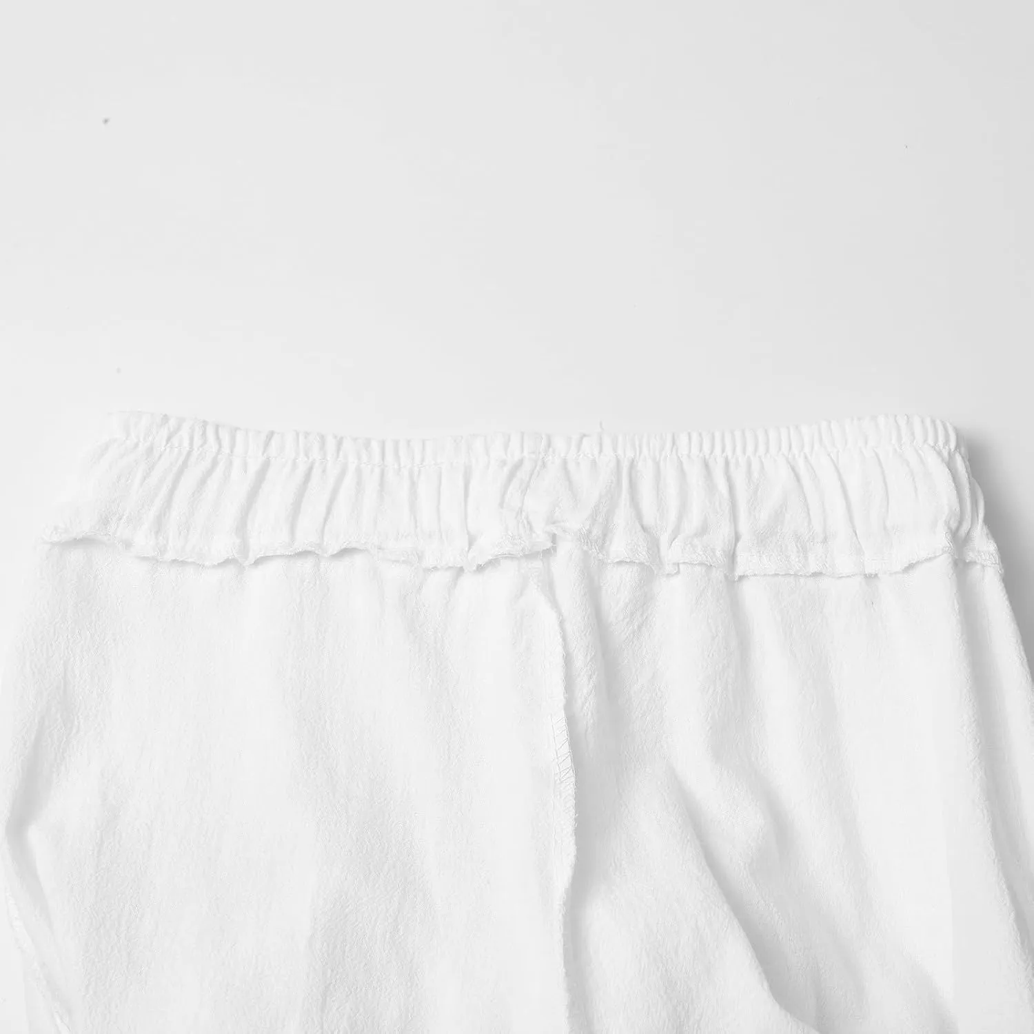 QWENTMTNTY Men's Elastic Waist Linen Pants Casual Relaxed Fit Loose Lightweight Pants Comfort Yoga Beach Drawstring Trousers