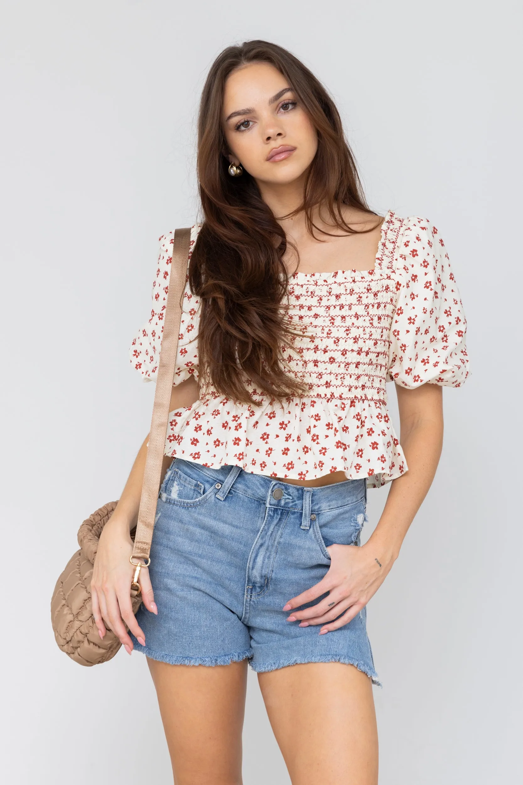 SALE - Gavin Floral Peplum Top