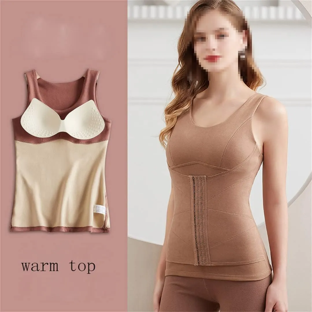 Tank Tops for Women with Shelf Bra Winter Thermal Padded Slimming Waist Vest Sleeveless Undershirts