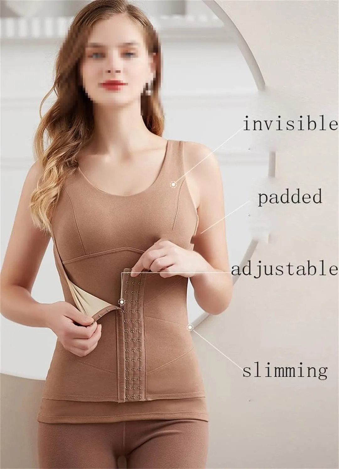 Tank Tops for Women with Shelf Bra Winter Thermal Padded Slimming Waist Vest Sleeveless Undershirts
