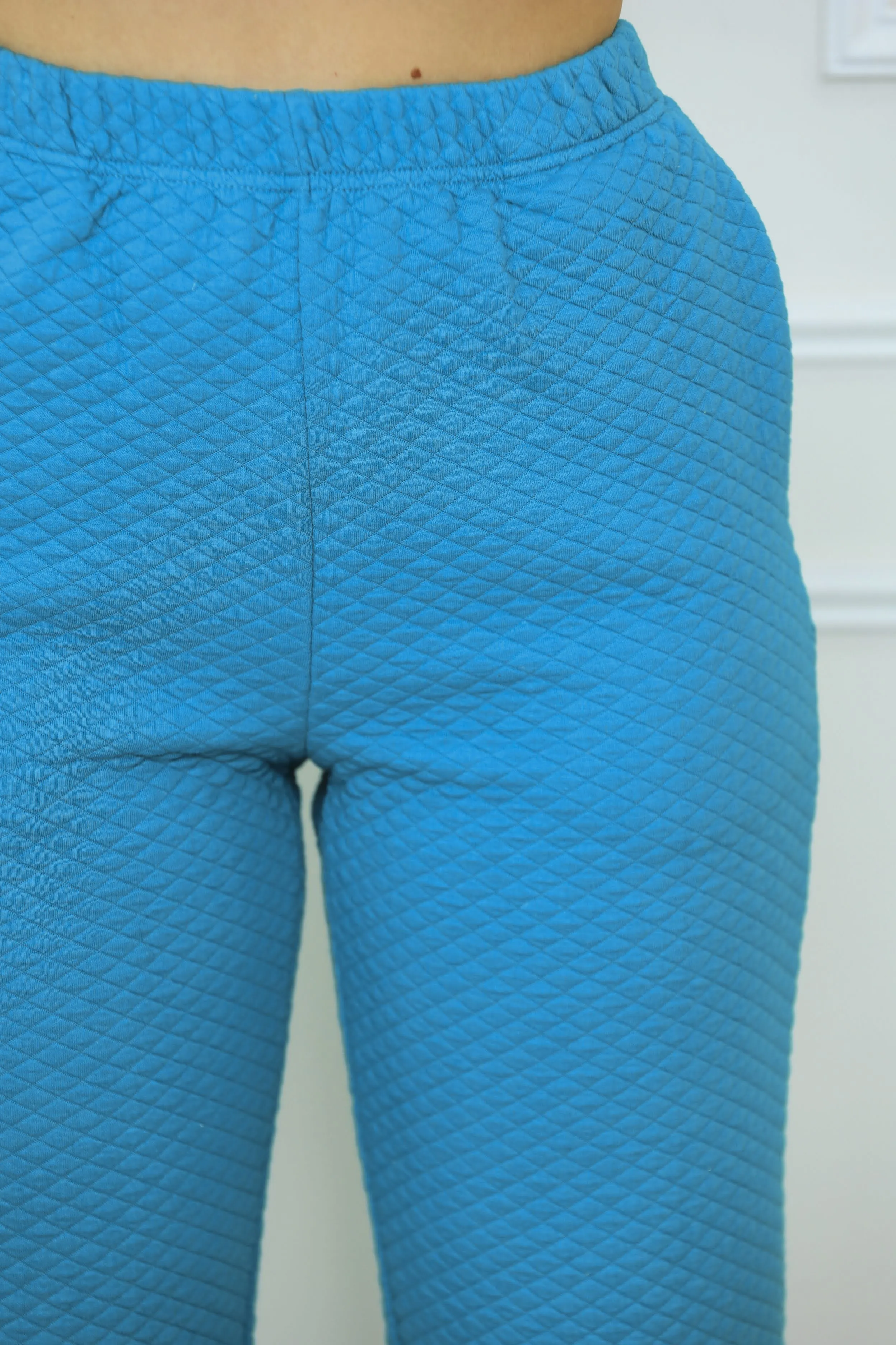 The It Girl Teal Quilted Joggers