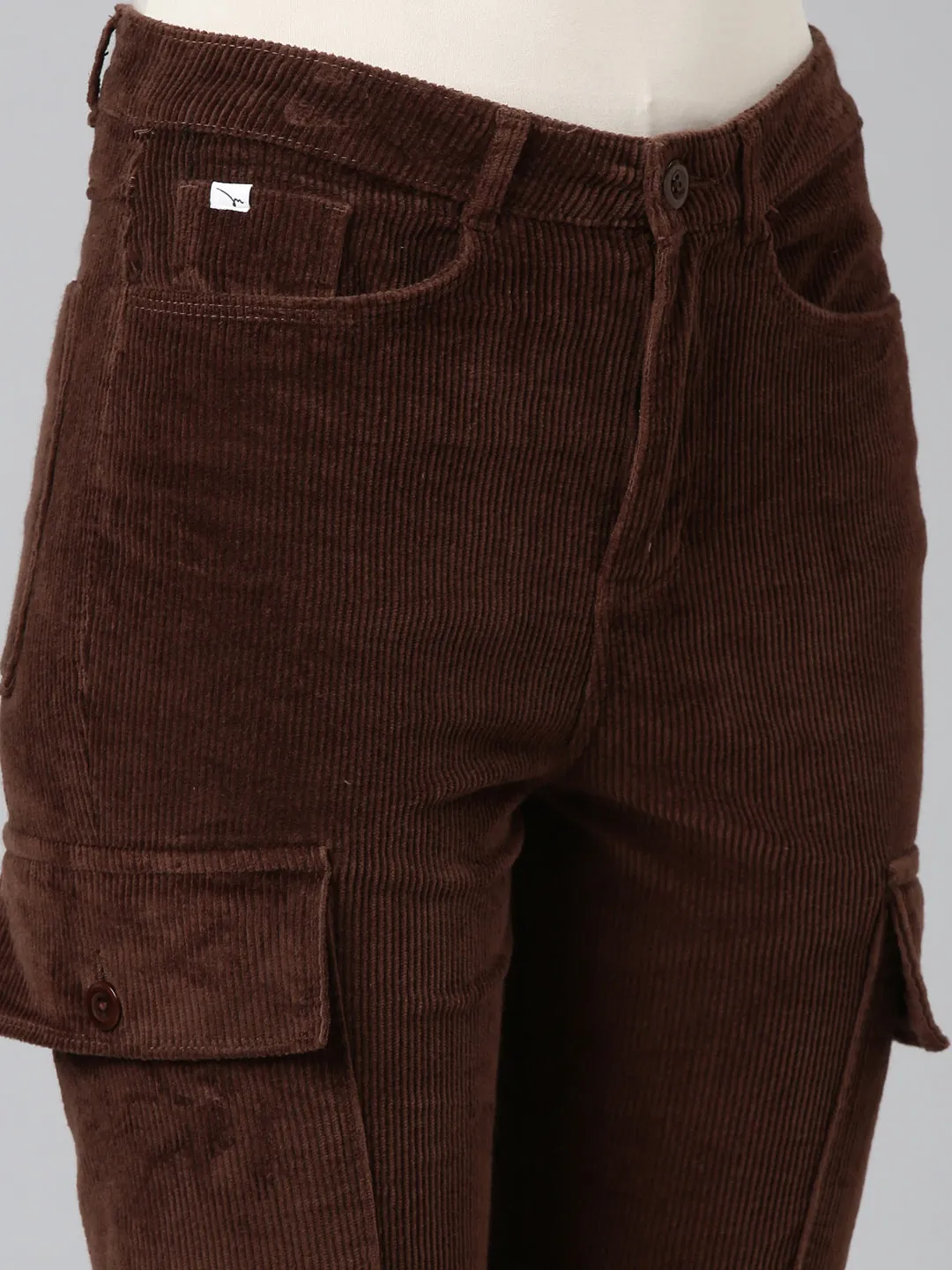 Women Brown Slim Fit High-Rise Joggers