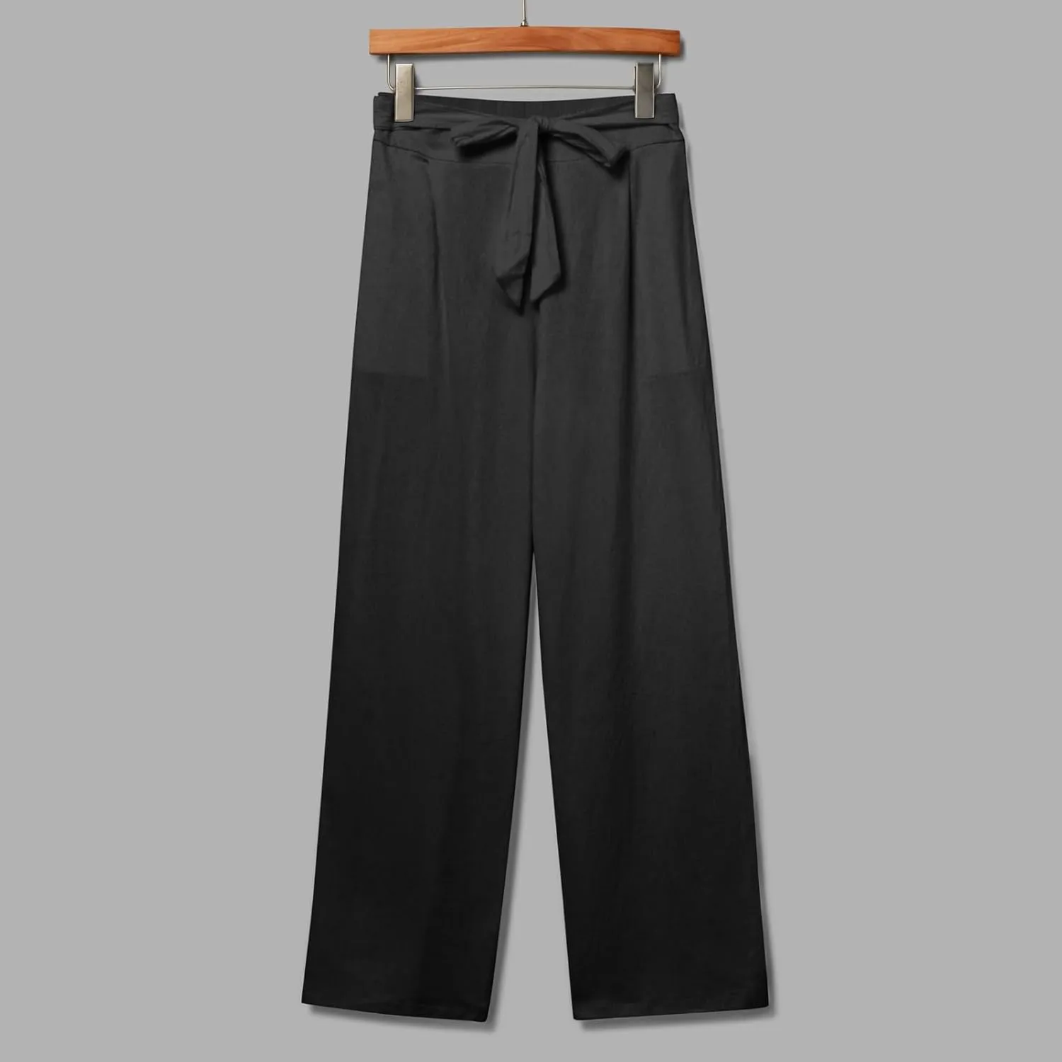 Womens Linen Blend Summer Y2K Streetwear Palazzo Pants Elastic Waist Bootcut Slim-Fit Trousers Beach